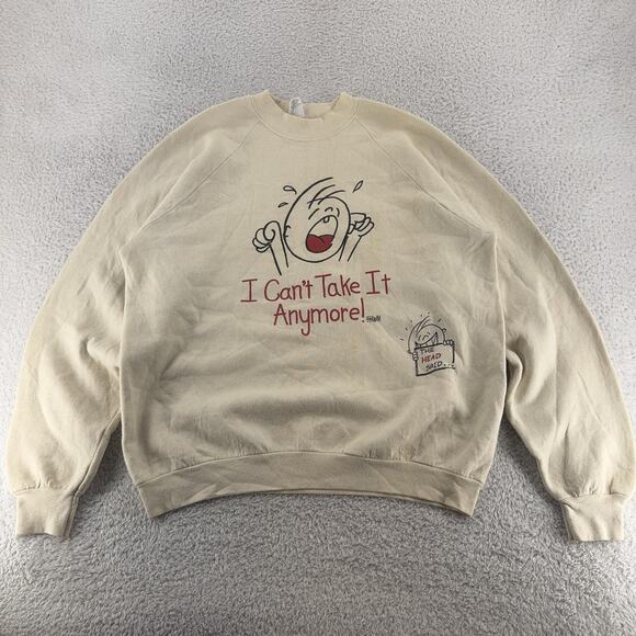 Vintage I Can’t Take It Anymore Sweatshirt Mens L Freeze Cartoon Graphic 90s - Picture 2 of 11